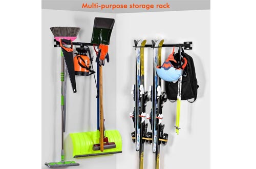Ski Snowboard Wall Storage Racks | Holds 10 Pairs | Ski Wall Mount Home & Garage Storage Hanger Garage Storage Mount System,Black