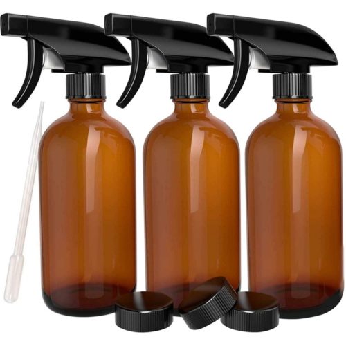 3-Pack-Refillable-Empty-Amber-Glass-Spray-Bottles-16-OZ.-for-Cleaning-Solutions-Hair-Essential-Oils-Plants-Trigger-Sprayer-with-Mist-and-Single-Mode