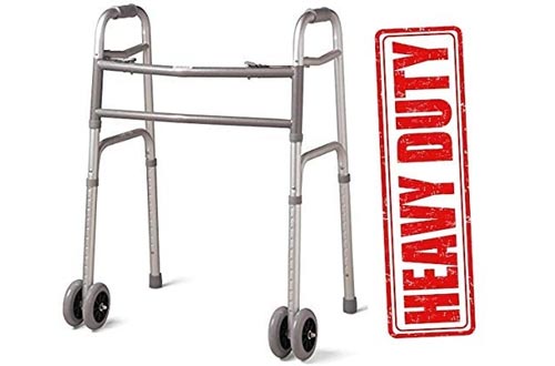 Heavy Duty Bariatric Extra Wide Folding Walkers with 5" Wheels