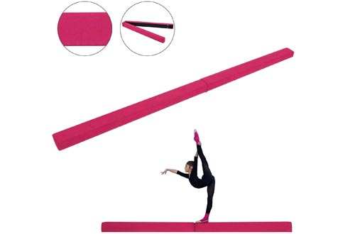 Popsport Gymnastics Balance Beam 7FT 8FT Safe Secure and Firm Long Balance Beams Suede Material Folding Floor Gymnastics Equipment