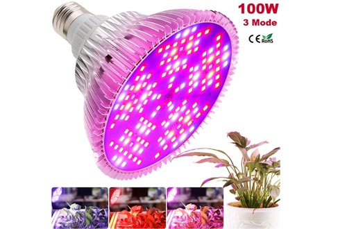 MILYN 100W Led Grow Light Bulbs, Full Spectrum Grow Lights for Indoor Plants Vegetables, E26 Plant Light Bulbs with 3 Modes for Hydroponics Indoor Garden Greenhouse Seedlings, Flowering, Fruiting