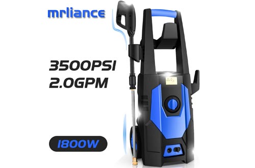 mrliance 3500PSI Electric Pressure Washer, 2.0GPM Electric Power Washer High Pressure Washers with Spray Gun, Brush, and 4 Quick-Connect Spray Tip