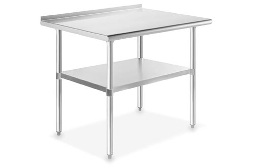 GRIDMANN NSF Stainless Steel Commercial Kitchen Prep & Work Tables w/ Backsplash - 36 in. x 24 in.