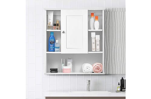 kealive Bathroom Wall Cabinets, 7’’ Deep Wall Mounted Bathroom Storage Cabinets with Doors and Adjustable Shelf, Wooden Hanging Cabinets for Storage,White, 23.2 x 7.9 x 24.8 inches