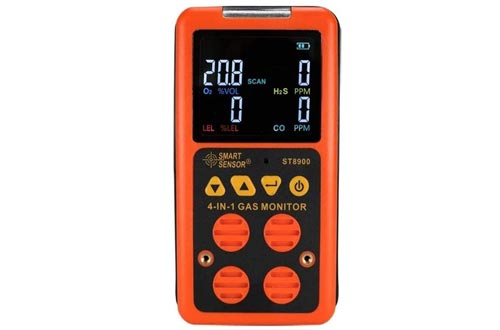 BIKEULTIMATE Multigas Detector Home Gas Alarm; CO, H2S, LEL and O2, Leak Tester Monitors Combustible Gas Level Gas Monitors with Voice/Light Warning Alarm & Display Multimeter Digital Tester