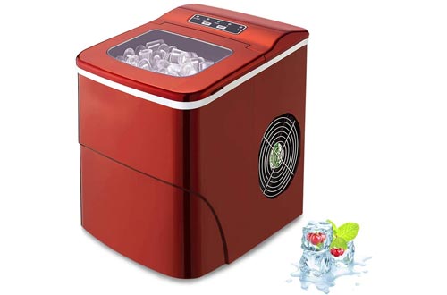 AGLUCKY Counter top Ice Makers Machine,Compact Automatic Ice Makers, 9 Cubes Ready in 6-8 Minutes,Portable Ice Cube Makers with Ice Scoop and Basket
