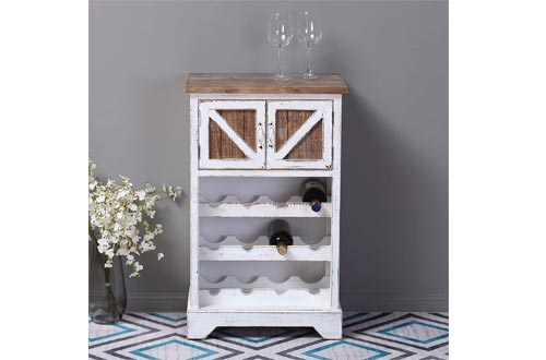 White and Natural Wood Wine Cabinets