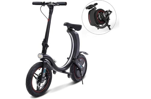 Gyroor 450W Folding Electric Bikes, Up to 23MPH with 20 Miles Range, 14 Inch Air-Filled Tires, 3 Adjustable Speeds Electric Bikes for Adults with Dual Braking System