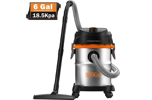 TACKLIFE Stainless Steel Shop Vacuums, 6 Gallon 6 Peak Hp Wet and Dry Vacuums, Wet/Dry Powerful Suction, Blow 3 in 1 Function, Suitable for Garage, Basement, Van, Workshop, Vehicle - PVC05B