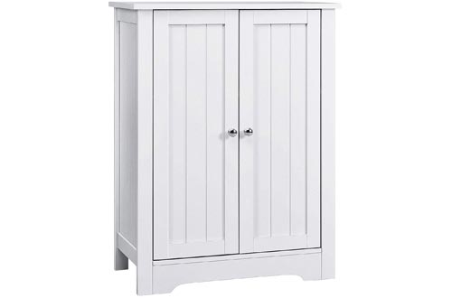 AOOU Bathroom Floor Cabinets, 32'' Wooden Freestanding Storage Cabinets with Double Door and Adjustable Shelf, Anti-toppling Side Cabinets for Laundry, Entryway, 31.5 x 23.6 x 11.8 inches, White