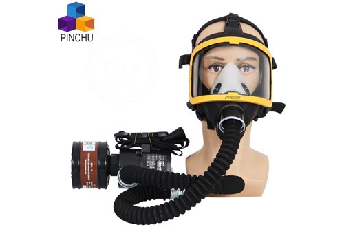 ZYC Electric Constant Flow Supplied Air Fed Full Face Respirators Gas Mask Blower/Breathing Tube/Charger/Filter/Belt Combined Gas Mas