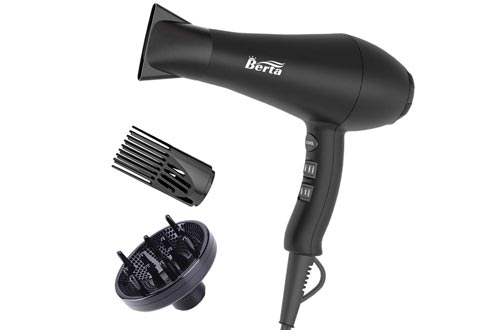 1875W Ionic Hair Dryer with Diffuser, Professional Powerful Fast Dry Blow Dryers with Concentrator Attachments, Adjustable 3 Heat & 2 Speed