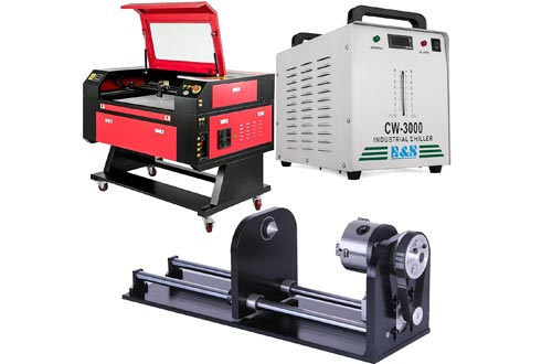 VEVOR Laser Engraver 80W Laser Engraving Machines 20"x28" CO2 Laser Engraver Cutter 500mm x 700mm with Industrial Chiller CW-3000DG Water Chiller 9L and 80mm Rotary Axis Rotary Attachment