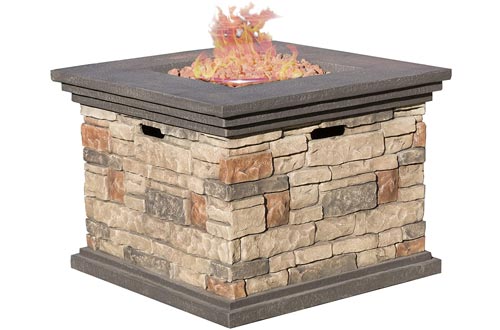 Christopher Knight Home 296587 | Crawford | Outdoor Square Propane Fire Pits with, Stone
