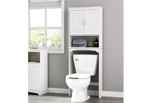Spirich Home Bathroom Shelf Over-The-Toilet, Bathroom SpaceSaver, Bathroom Storage Cabinets Organizer, White