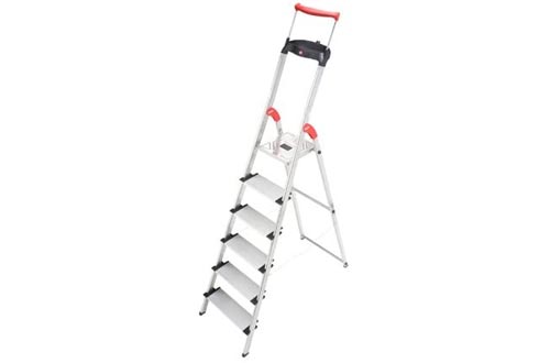 Hailo 8030-627 XXR Comfortline 6FT Folding Lightweight Aluminum Platform Step Ladders, Worktray, Silver