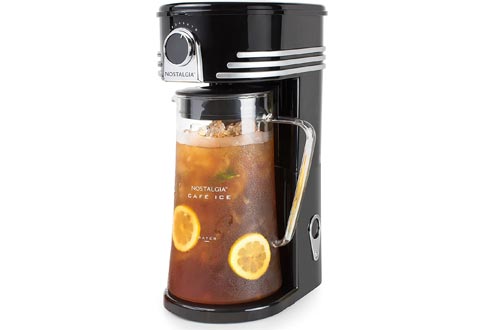 Nostalgia CI3BK Iced Coffee Makers and Tea Brewing System, Glass Pitcher, 3 quart, Black