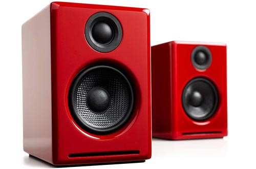 Audioengine A2 Plus 60W Powered Desktop Speakers, Built in 24Bit DAC and Analog Amplifier (Red)