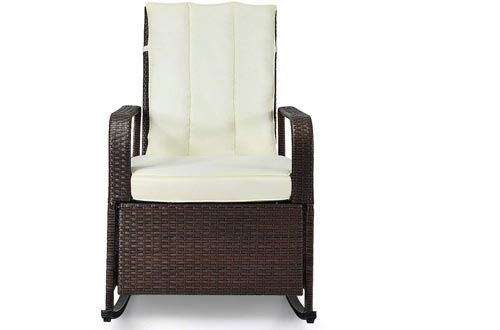 King 77777 Patio Wicker Porch Garden Lawn Reclining Rocking Chairs Comfortable Modern Stylish Classic Design Solid