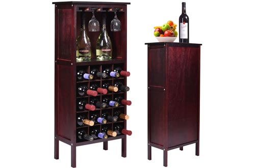 Bottle Holder Storage New Wood Wine Cabinets w/ Glass Rack Kitchen Home Bar