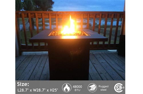 Portable Propane Gas Fire Pits Table - 48,000 BTU Gas Firepits Grill, Outdoor Tabletop Fireplaces w/Strong Bronze Steel Frame, CSA Certification Approval, for Courtyard