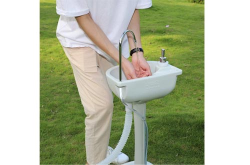 zhihuitong Outdoor Garden Portable Camping Hand Sinks with 24L Recovery Tank, Removable Hand Washing Basin Sanitary Ware for RV/Kitchen/Indoor, HDPE, White