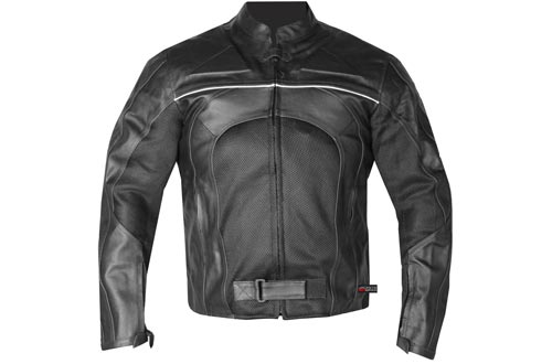 New Men's Razer Motorcycle Biker CE Armor Mesh & Leather Black Riding Jackets L