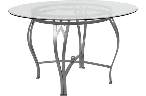 Flash Furniture Syracuse 48'' Round Glass Dining Tables with Silver Metal Frame