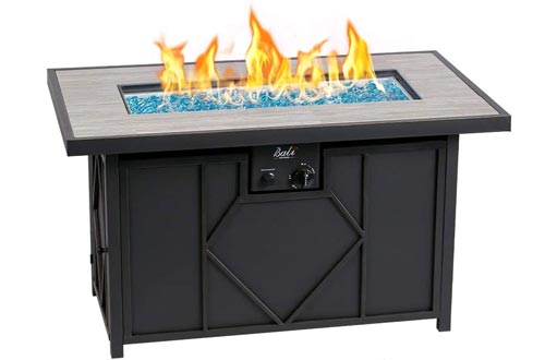 BALI OUTDOORS 42 Inch 60,000 Btu Rectangular Gas Fire Pit, Outdoor Propane Fire Pits Table Black