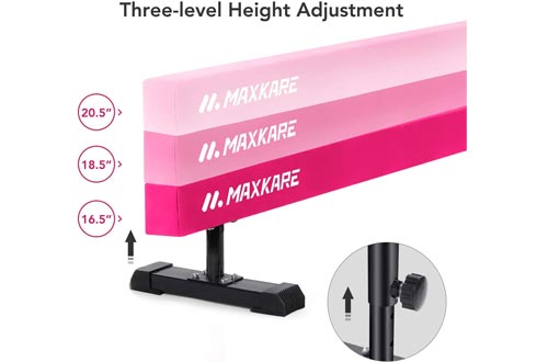 MaxKare Adjustable Balance Beams Gymnastics Training Equipment 8ft Long for Kids & Adults Use (Pink)