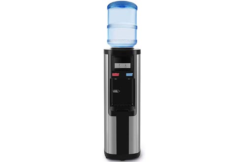 4-EVER Water Cooler Dispensers Top Loading 5 Gallon Stainless Steel Compressor Cooling Hot Cold and Normal Temperature Water W/Child Safety Lock