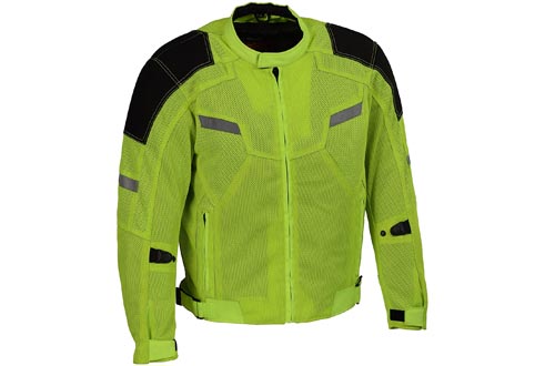 Milwaukee Performance Men's Mesh Racing Jackets with Armor (BLACK/NEON GREEN, Large)