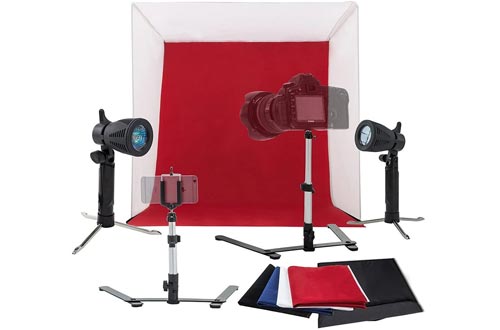 Kshioe Studios Light Tent Kit, Table Top Photography Lighting Box with Tripod Stand Phone Clip Holder and Backdrops (24in24in)