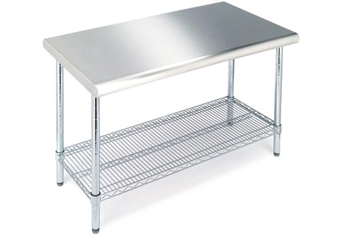 Seville Classics Commercial-Grade NSF Top Work Tables, 49" W x 24" D x 35.5" H, Stainless Steel