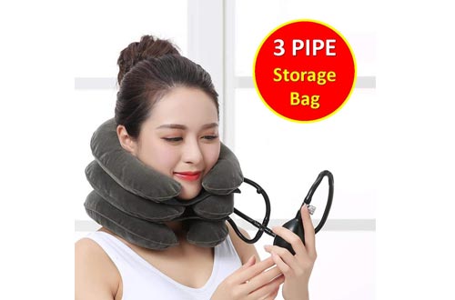 TONELIFE Cervical Neck Traction Devices - Instant Pain Relief for Chronic Neck - Effective Pain Relieving Remedy at Home - Adjustable Traction Collar - Cervical Pillow with Storage Bag
