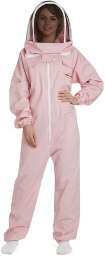 Natural Apiary - Apiarist Beekeeping Suit - (All-in-One) - Fencing Veil - Total Protection for Professional and Beginner Beekeepers - Pink - Small