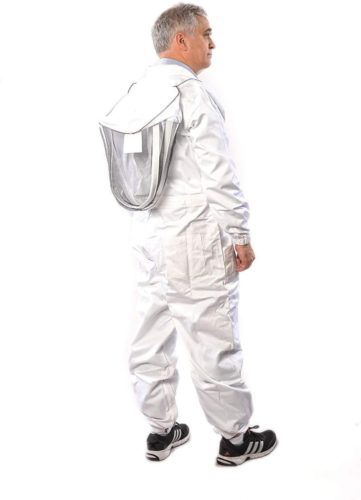 Beekeeping Suit by Forest Beekeeping | Suitable for Beginner and Commercial Beekeepers | White Cotton Coverall with Hood | Brass Zippers | Thumb Straps | 12 inch Leg Zippers (XL)