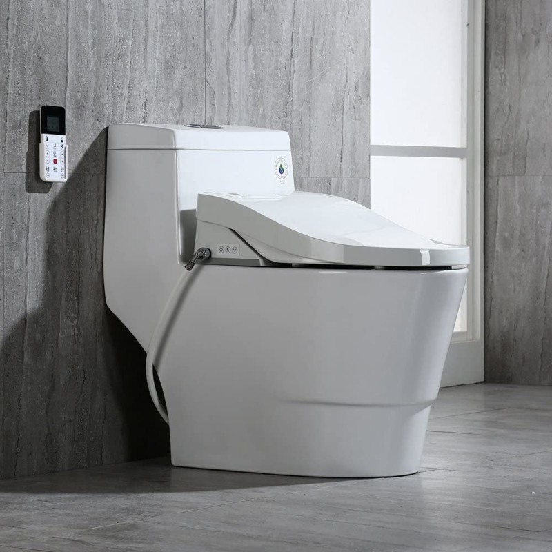 WOODBRIDGE Luxury, Elongated One Piece Advanced Bidet, Smart Toilet Seat with Temperature Controlled Wash Functions and Air Dryer, T-0008, 31 x 18 x 28 inches, Toilet & Bidet