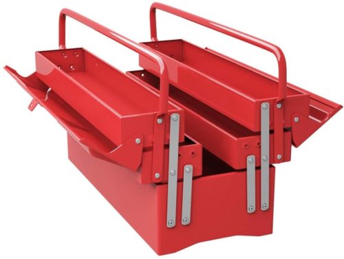 Goplus 20-Inch Metal Tool Box Portable 5-Tray Cantilever Steel Tool Chest Cabinet, Red