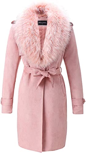 Bellivera-Womens-Faux-Suede-Long-Jacket，Lapel-Outwear-Trench-Coat-Cardigan-with-Detachable-Faux-Fur-Collar
