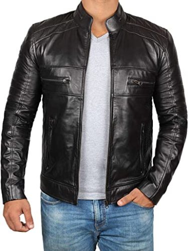 Brown-Leather-Jacket-Mens-Cafe-Racer-Real-Lambskin-Leather-Distressed-Motorcycle-Jacket
