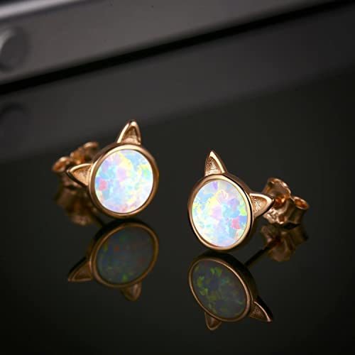 Cat-Earrings-Opal-Earrings-18K-Gold-Plated-Sterling-Silver-Opal-Jewelry-for-Women-Opal-Cat-Stud-Earrings-Opal-Jewelry-for-Women