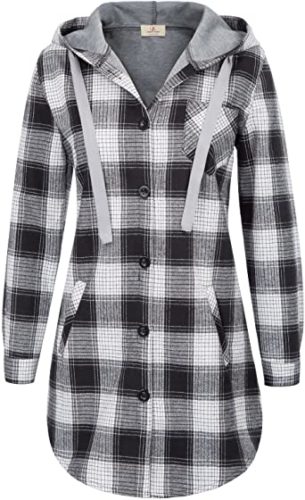 GRACE-KARIN-Women-Long-Sleeve-Hooded-Jacket-Flannel-Plaid-Button-Down-Shirt-Top-with-Pockets