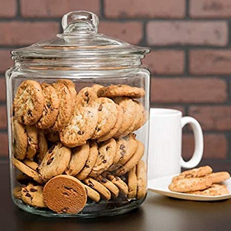 Glass-Cookie-Candy-Penny-Jar-with-Glass-Lid-1-Gallon-Old-Fashioned-Clear-Round-Storage-Container