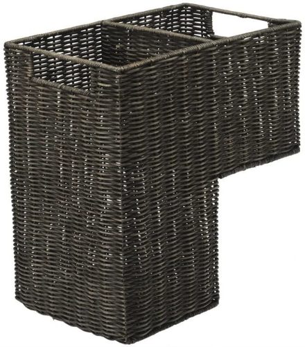 KOUBOO 1060066 Wicker Stair Step Basket in Wash, 15" x 9.5" x 15.75", Dark Brown