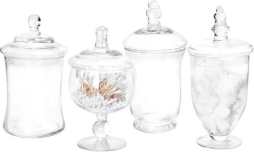 MyGift-Set-of-4-Small-Clear-Glass-Apothecary-JarsCandy-Buffet-Containers-with-Lids