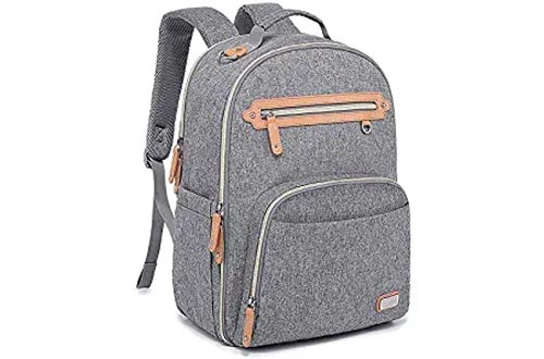 Diaper Bags Backpack, WELAVILA Large Baby Changing Bags with Insulated Pockets & Changing Pad, Multi-Function Unisex Travel Back Pack (Gray)