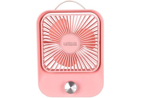 Desk Fans Small Table Fans Rechargeable Battery Operated Mini Fans Rotation Fans 5 inch Portable Fans Stepless Speed Long Working Time USB Personal Fans for Home office Travel Camping (pink)