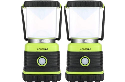 Consciot Ultra Bright LED Camping Lanterns with 1000LM, D Battery Powered, 4 Light Modes, Dimmable Water-Resistant Lanterns, Portable Flashlight for Camping, Hiking, Emergency, Power Outage, 2-Pack