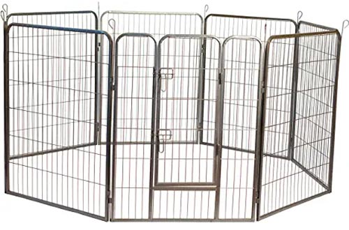Iconic Pet Heavy Duty Metal Tube Pens Pet Dog Exercise and Training Playpen in Varying Sizes - Portable Exercise Puppy Cage with 8 Interlocking Metal Tube Panels, No Tools Required to Setup
